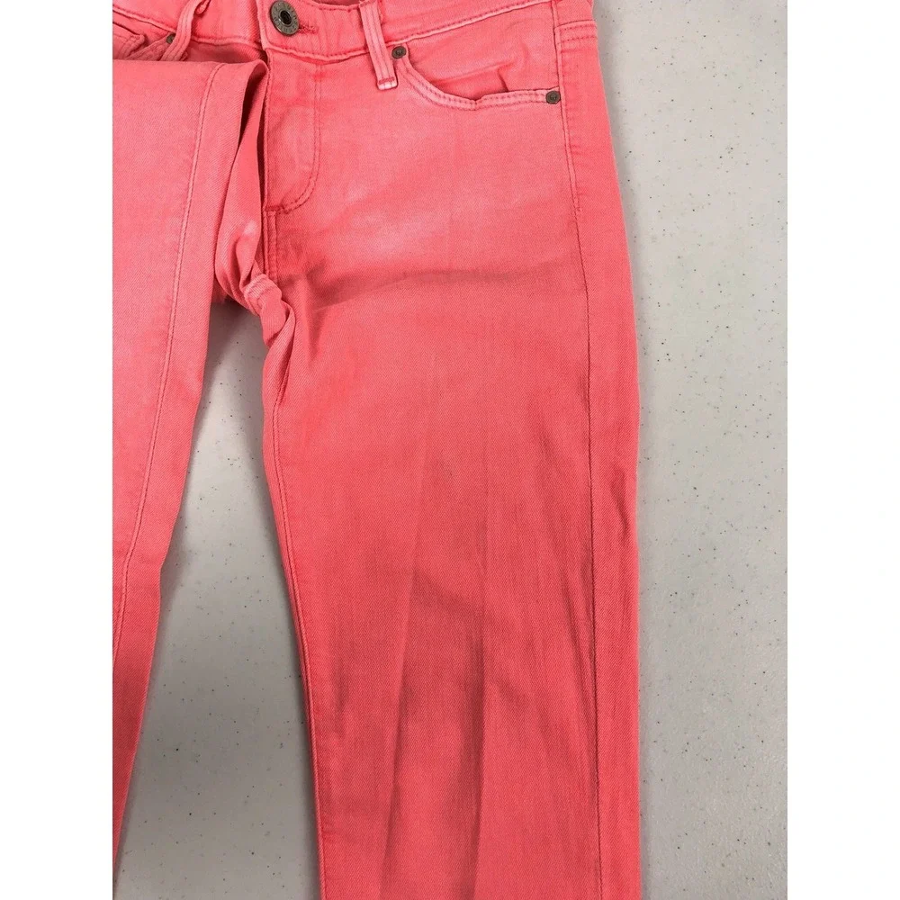 Adriano Goldschmied Womens 25 X 27 Jeans Pink The Stevie Ankle Slim Straight Leg